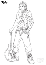 An original character design I created for my own personal endeavors. An axe wielding hero in casual clothes, forever marked and cursed to wander. A mix of realism and a more animated style. 2014
