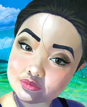 Portrait of a brunette by the ocean. 2017